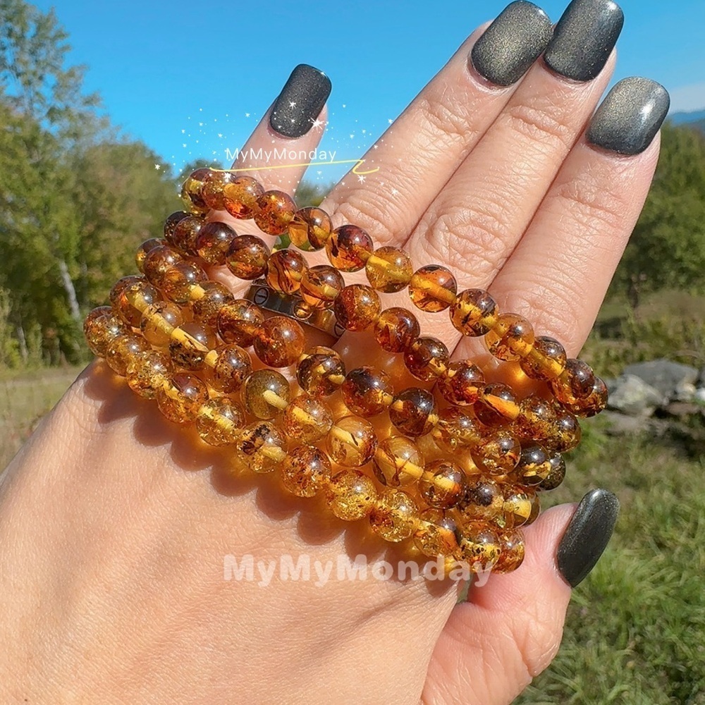 Flower Amber Bracelet 7mm - Picture 4 of 7